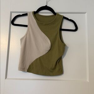 Two-Tone Olive and Beige Tank Top